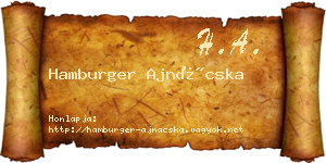Hamburger Ajnácska névjegykártya